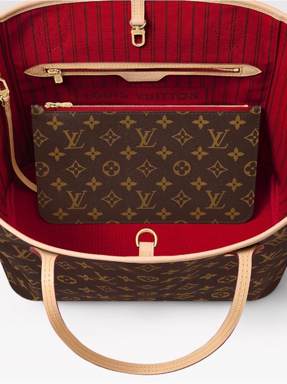 Louis Vuitton Monogram Canvas Tote with Red Lining